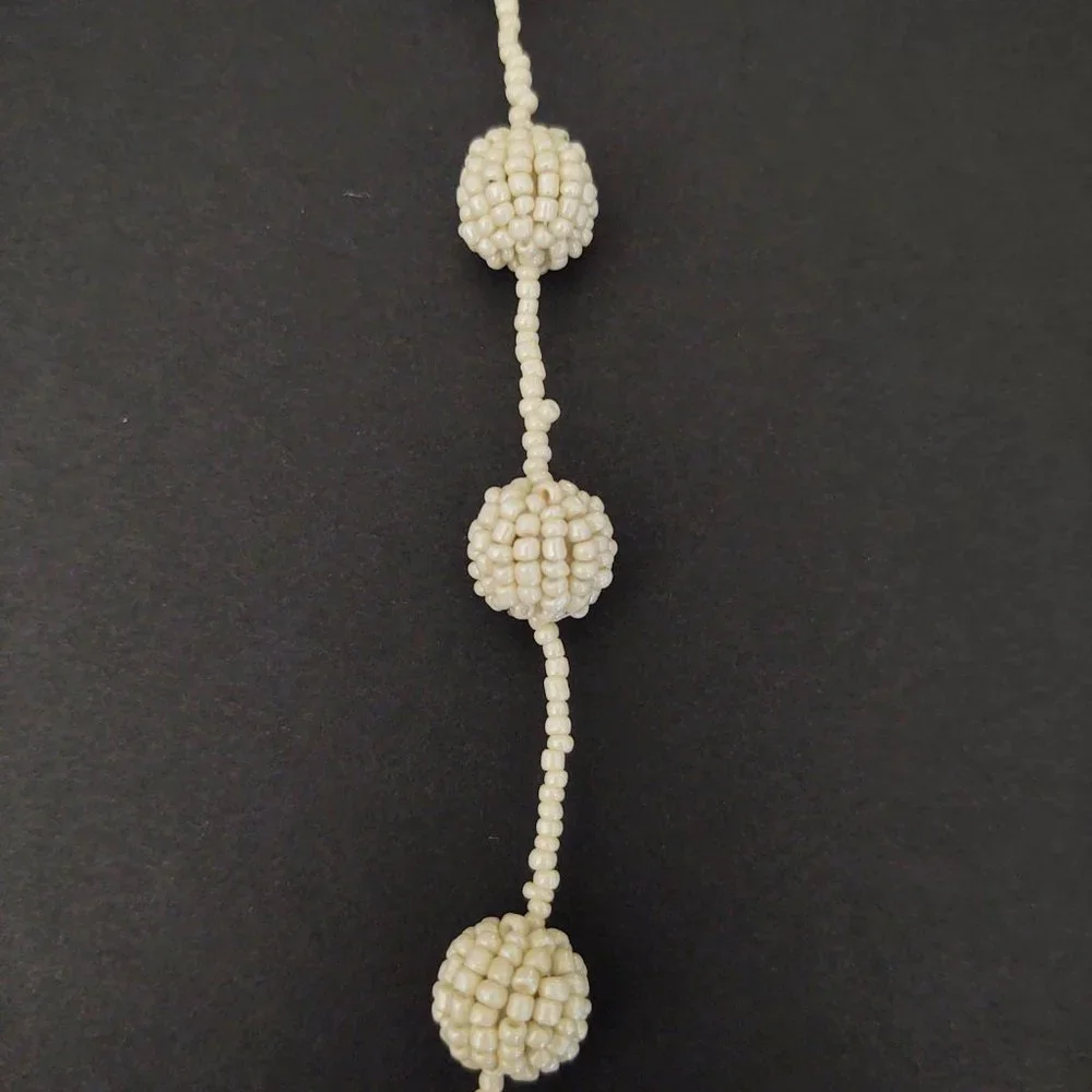 Coldwater Creek long cream seed bead ball necklace
